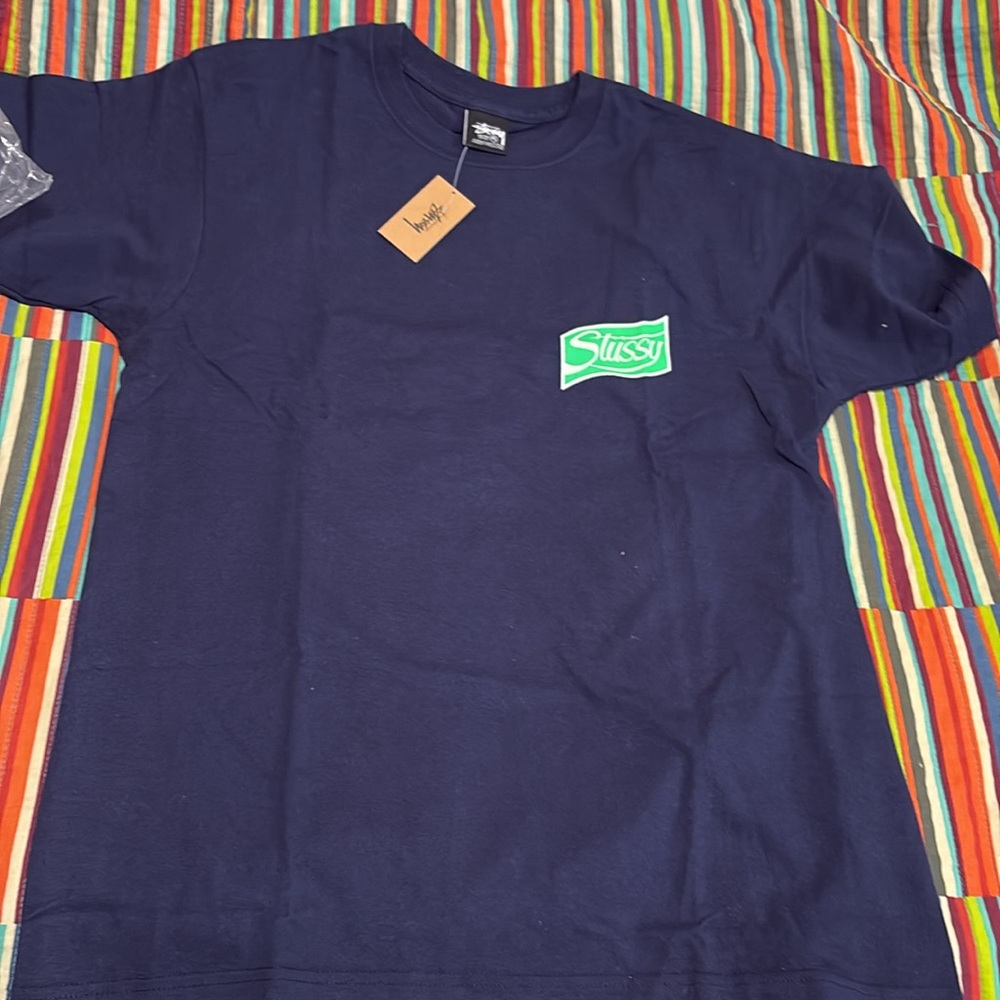 Sale Super rare Stussy Navy soda can Tee with Green Graphic size medium new - Picture 7 of 12